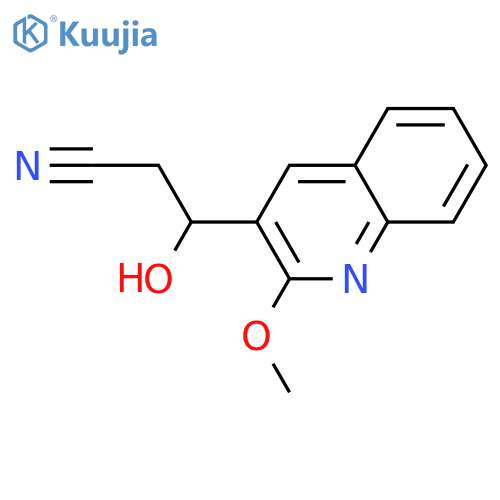 3-hydroxy-3-(2-methoxyquinolin-3-yl)propanenitrile structure