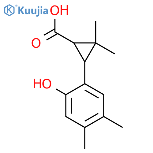 3-(2-hydroxy-4,5-dimethylphenyl)-2,2-dimethylcyclopropane-1-carboxylic acid structure