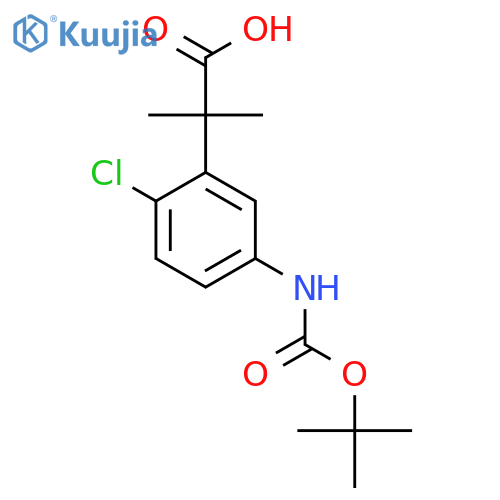 2-(5-{(tert-butoxy)carbonylamino}-2-chlorophenyl)-2-methylpropanoic acid structure