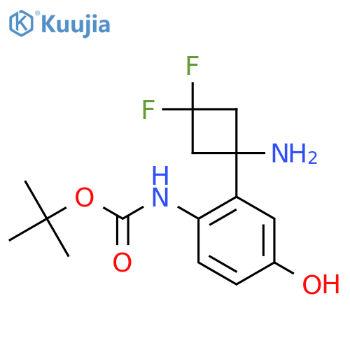 tert-butyl N-2-(1-amino-3,3-difluorocyclobutyl)-4-hydroxyphenylcarbamate structure