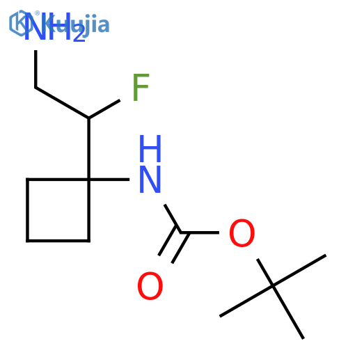 tert-butyl N-1-(2-amino-1-fluoroethyl)cyclobutylcarbamate structure