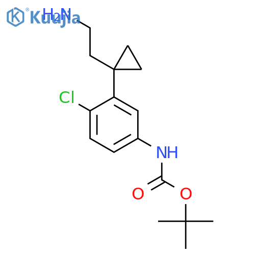 tert-butyl N-{3-1-(2-aminoethyl)cyclopropyl-4-chlorophenyl}carbamate structure