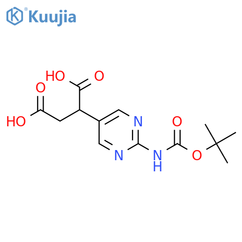 2-(2-{(tert-butoxy)carbonylamino}pyrimidin-5-yl)butanedioic acid structure