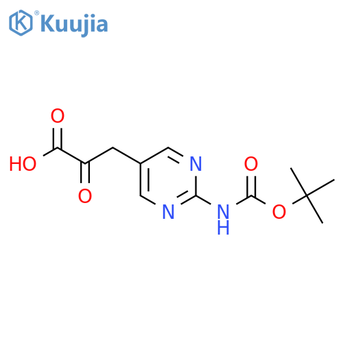 3-(2-{(tert-butoxy)carbonylamino}pyrimidin-5-yl)-2-oxopropanoic acid structure