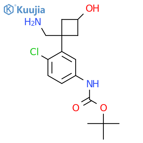 tert-butyl N-{3-1-(aminomethyl)-3-hydroxycyclobutyl-4-chlorophenyl}carbamate structure