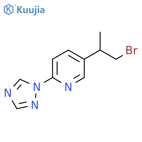 5-(1-bromopropan-2-yl)-2-(1H-1,2,4-triazol-1-yl)pyridine structure