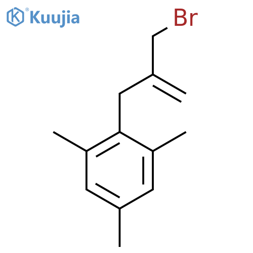2-2-(bromomethyl)prop-2-en-1-yl-1,3,5-trimethylbenzene structure