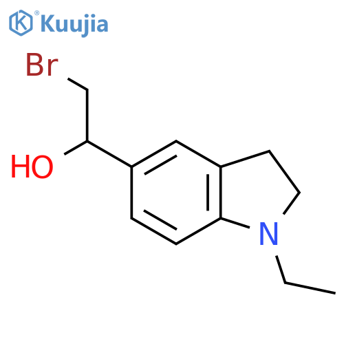 2-bromo-1-(1-ethyl-2,3-dihydro-1H-indol-5-yl)ethan-1-ol structure