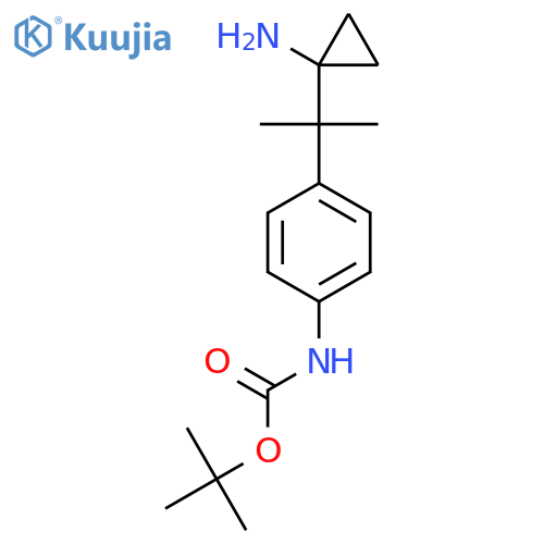 tert-butyl N-{4-2-(1-aminocyclopropyl)propan-2-ylphenyl}carbamate structure