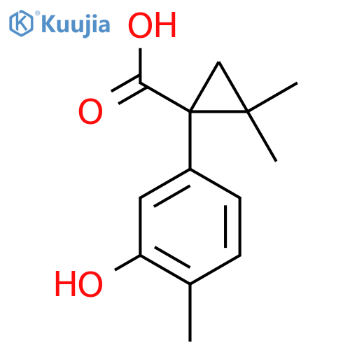 1-(3-hydroxy-4-methylphenyl)-2,2-dimethylcyclopropane-1-carboxylic acid structure
