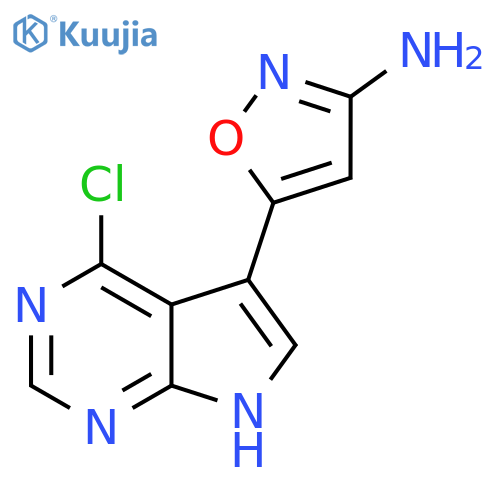 5-{4-chloro-7H-pyrrolo2,3-dpyrimidin-5-yl}-1,2-oxazol-3-amine structure