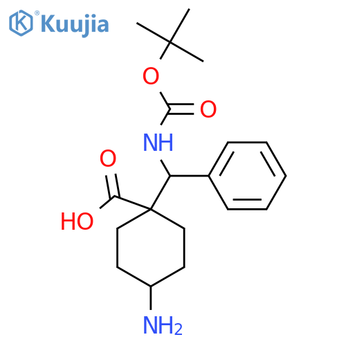 4-amino-1-({(tert-butoxy)carbonylamino}(phenyl)methyl)cyclohexane-1-carboxylic acid structure