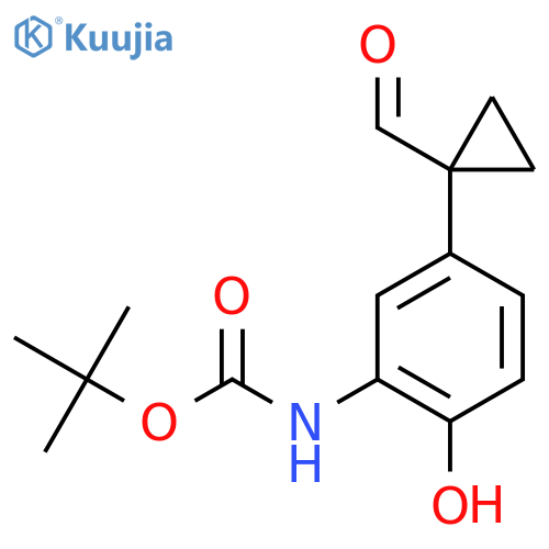 tert-butyl N-5-(1-formylcyclopropyl)-2-hydroxyphenylcarbamate structure