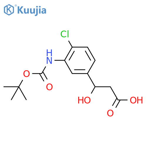 3-(3-{(tert-butoxy)carbonylamino}-4-chlorophenyl)-3-hydroxypropanoic acid structure
