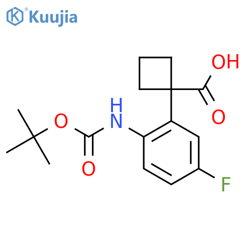 1-(2-{[(Tert-butoxy)carbonyl]amino}-5-fluorophenyl)cyclobutane-1-carboxylic acid structure