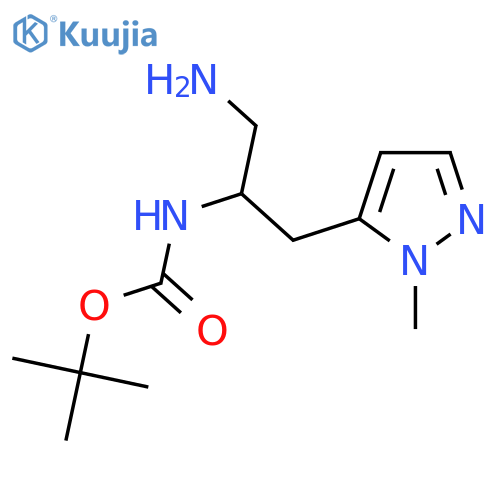 tert-butyl N-1-amino-3-(1-methyl-1H-pyrazol-5-yl)propan-2-ylcarbamate structure