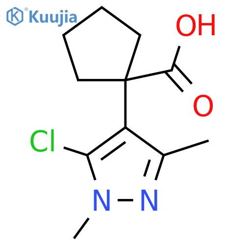 1-(5-chloro-1,3-dimethyl-1H-pyrazol-4-yl)cyclopentane-1-carboxylic acid structure