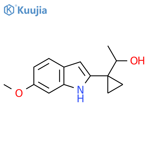 1-1-(6-methoxy-1H-indol-2-yl)cyclopropylethan-1-ol structure