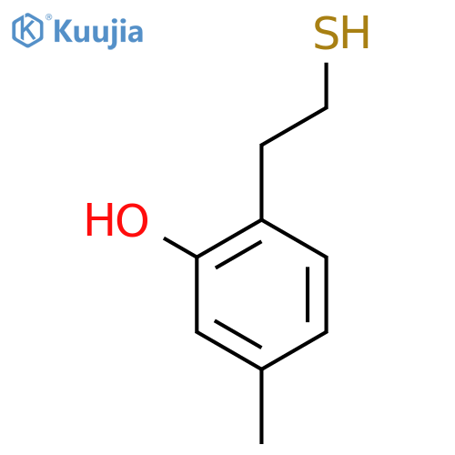5-methyl-2-(2-sulfanylethyl)phenol structure