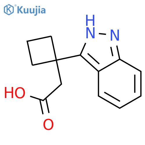 2-1-(1H-indazol-3-yl)cyclobutylacetic acid structure