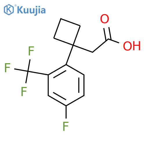 2-{1-4-fluoro-2-(trifluoromethyl)phenylcyclobutyl}acetic acid structure