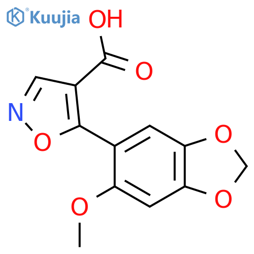 5-(6-methoxy-1,3-dioxaindan-5-yl)-1,2-oxazole-4-carboxylic acid structure