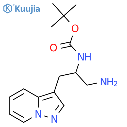 tert-butyl N-(1-amino-3-{pyrazolo1,5-apyridin-3-yl}propan-2-yl)carbamate structure