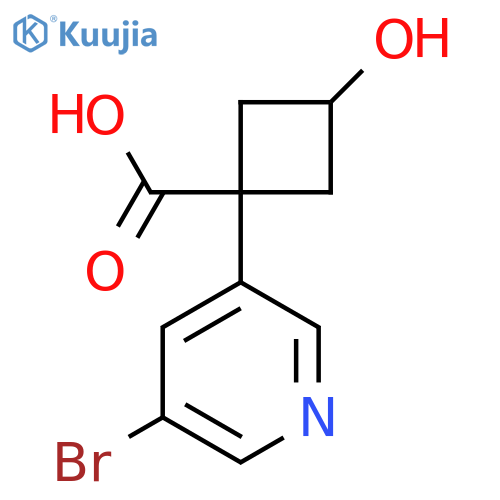 1-(5-bromopyridin-3-yl)-3-hydroxycyclobutane-1-carboxylic acid structure