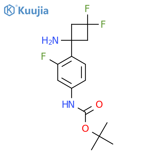 tert-butyl N-4-(1-amino-3,3-difluorocyclobutyl)-3-fluorophenylcarbamate structure