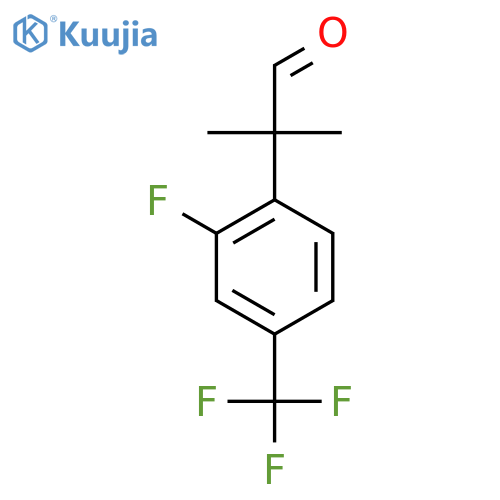 2-2-fluoro-4-(trifluoromethyl)phenyl-2-methylpropanal structure