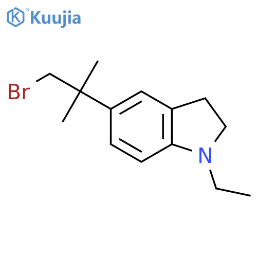 5-(1-bromo-2-methylpropan-2-yl)-1-ethyl-2,3-dihydro-1H-indole structure