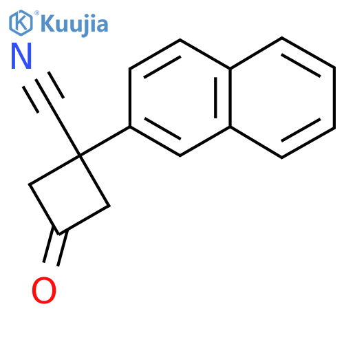 1-(naphthalen-2-yl)-3-oxocyclobutane-1-carbonitrile structure