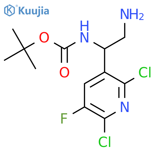 tert-butyl N-2-amino-1-(2,6-dichloro-5-fluoropyridin-3-yl)ethylcarbamate structure