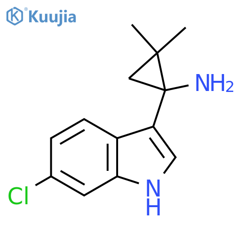 1-(6-chloro-1H-indol-3-yl)-2,2-dimethylcyclopropan-1-amine structure