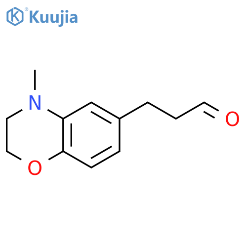 3-(4-methyl-3,4-dihydro-2H-1,4-benzoxazin-6-yl)propanal structure