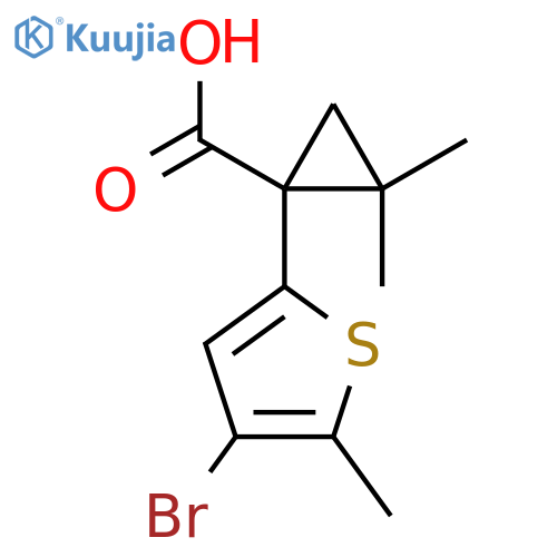 1-(4-bromo-5-methylthiophen-2-yl)-2,2-dimethylcyclopropane-1-carboxylic acid structure