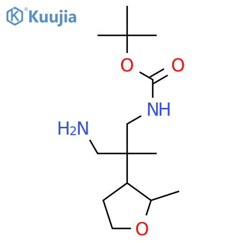 tert-butyl N-3-amino-2-methyl-2-(2-methyloxolan-3-yl)propylcarbamate structure