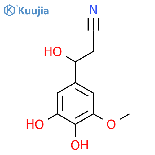 3-(3,4-dihydroxy-5-methoxyphenyl)-3-hydroxypropanenitrile structure