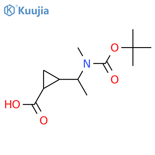 2-(1-{(tert-butoxy)carbonyl(methyl)amino}ethyl)cyclopropane-1-carboxylic acid structure