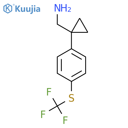(1-{4-(trifluoromethyl)sulfanylphenyl}cyclopropyl)methanamine structure