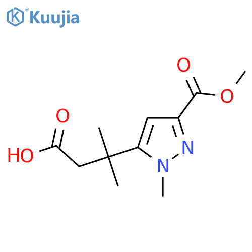 3-[3-(methoxycarbonyl)-1-methyl-1H-pyrazol-5-yl]-3-methylbutanoic acid structure