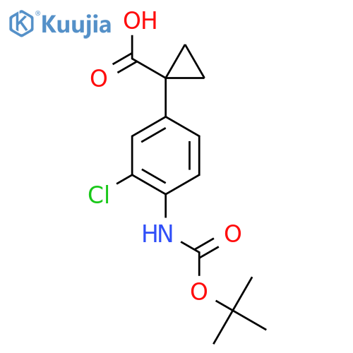 1-(4-{(tert-butoxy)carbonylamino}-3-chlorophenyl)cyclopropane-1-carboxylic acid structure