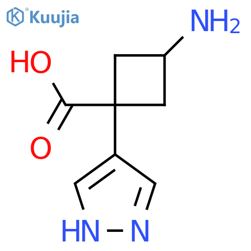 3-amino-1-(1H-pyrazol-4-yl)cyclobutane-1-carboxylic acid structure