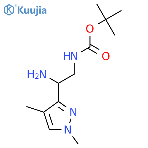 tert-butyl N-2-amino-2-(1,4-dimethyl-1H-pyrazol-3-yl)ethylcarbamate structure