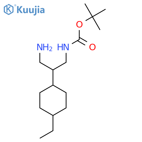 tert-butyl N-3-amino-2-(4-ethylcyclohexyl)propylcarbamate structure