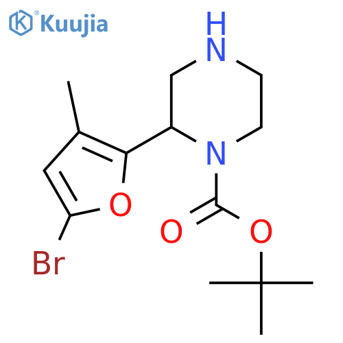 tert-butyl 2-(5-bromo-3-methylfuran-2-yl)piperazine-1-carboxylate structure