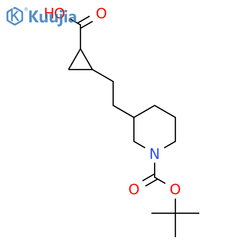 2-(2-{1-(tert-butoxy)carbonylpiperidin-3-yl}ethyl)cyclopropane-1-carboxylic acid structure