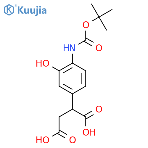 2-(4-{(tert-butoxy)carbonylamino}-3-hydroxyphenyl)butanedioic acid structure