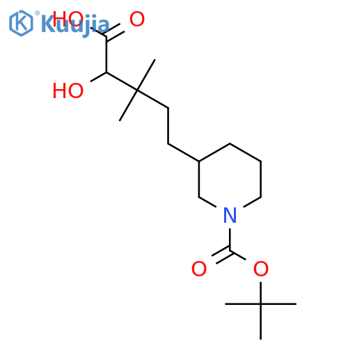 5-{1-(tert-butoxy)carbonylpiperidin-3-yl}-2-hydroxy-3,3-dimethylpentanoic acid structure