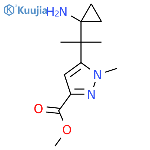 methyl 5-2-(1-aminocyclopropyl)propan-2-yl-1-methyl-1H-pyrazole-3-carboxylate structure